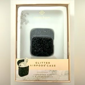 Nanette Lepore Glitter AirPods Case Black Glittery